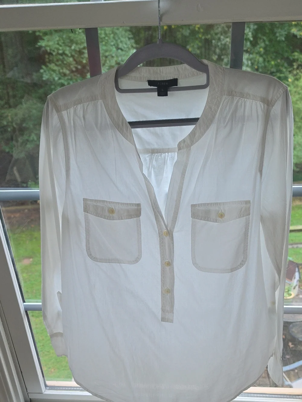 JCrew REIMAGINED Lightweight White Button-Front 2-pocket Shirt